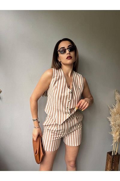 ALLEYTA Women's Shorts Vest Linen Set Mstk New Season