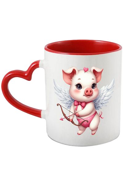 StoryGift Romania Mug with a piglet Cupid | illustration | archery | wings | love, With ,STG