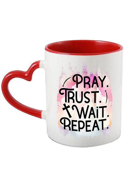 StoryGift Romania Mug with the message "Pray. Trust. Wait. Repeat.", religion, illustration, faith pray, With ,STG.