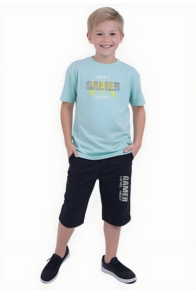 FYK KİDS Boy's Summer Gamer Printed Bottom-Top Set