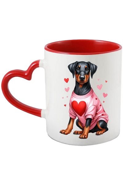 StoryGift Romania Mug with a Rottweiler puppy | illustration | blouse | pink | hearts | care | asc, Cu,STG
