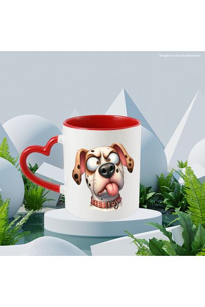 StoryGift Romania Mug with a dog making a face | illustration | tongue out | strange look |, With ,STG.