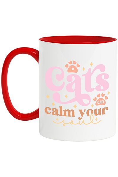 StoryGift Romania Mug with the message "Cats can calm your soul" - cats can calm your soul with M, Cu, STG.