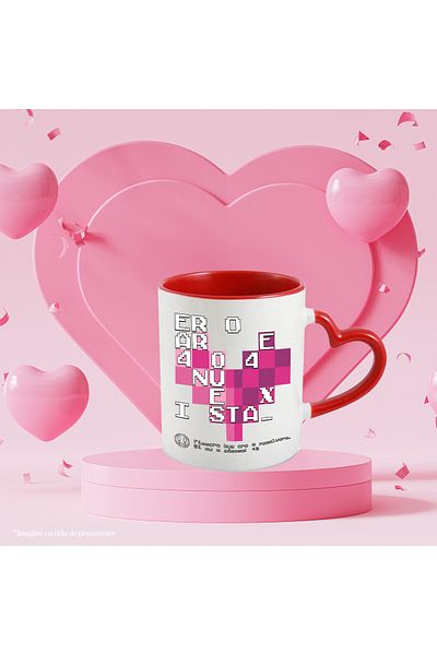 StoryGift Romania Pixel Heart Mug Programmer error 404 does not exist, 330ml, Ceramic with Handles, With, STG.