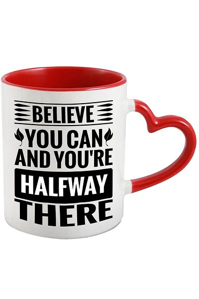 StoryGift Romania Mug with a message that encourages you to trust yourself with a Red Heart Handle, with Handle, STG.