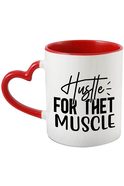StoryGift Romania Mug with the message in English "Hustle for the muscle" - hustle for the muscles with M, Cu, STG.