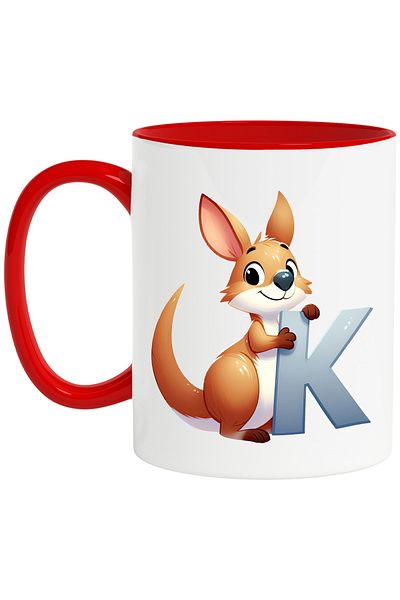 StoryGift Romania Mug with a kangaroo with the letter "K", illustration, for children, school, student, alphabet, With,STG.