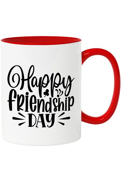 StoryGift Romania Mug with the wish in English "Happy friendship day" - happy friendship day with M, Cu, STG.