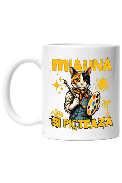 StoryGift Romania Cana Pisica Artist Miauna Si Picteaza Animal Blanos Motan, ...