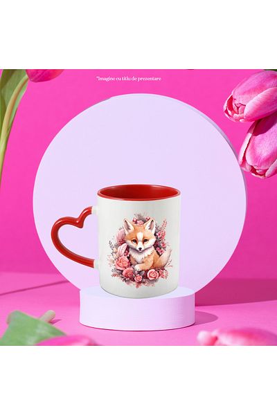 StoryGift Romania Mug with a fox surrounded by flowers | illustration | plants | leaves | abstract |, With ,STG.