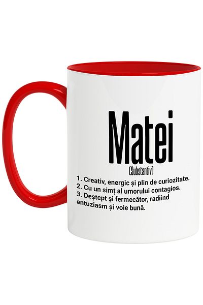 StoryGift Romania Mug With The Name Matei, With Motivational Message, Creative, Energetic, Curious, Smart, , With ,STG.