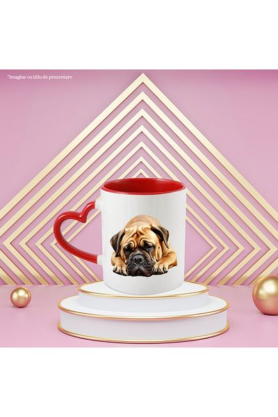 StoryGift Romania Mug with a puppy almost asleep | illustration | without strength | without energy | exhausted, With ,STG.