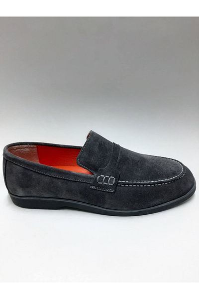 marutti Marutti Genuine Leather Nubuck Gray Color Flexible Laceless Summer Men's Shoes
