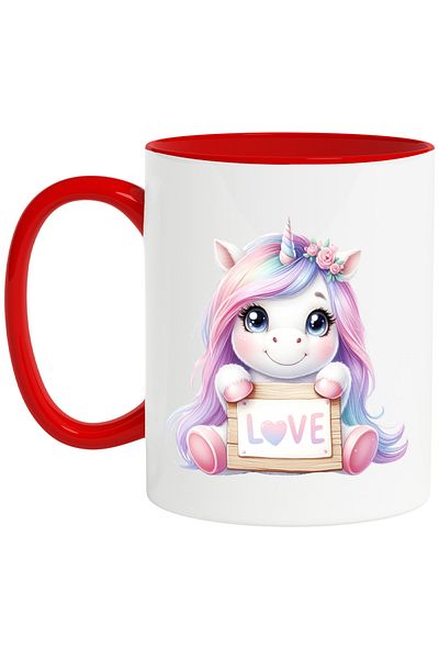StoryGift Romania Mug with a unicorn, illustration, blushing, love, Valentine's Day, gift, but,, With ,STG.