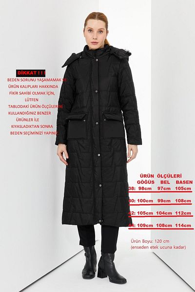 Günay Karaca Ahval Inflatable Women's Winter Coat Fiber Filling Hooded 6044