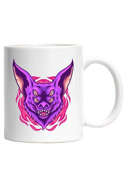 StoryGift Romania Cana Cu Cap De Liliac, Monstru, Flacari, Ochi, Colti, Horror, Multicolor 330 Ml,, Cu ,stg
