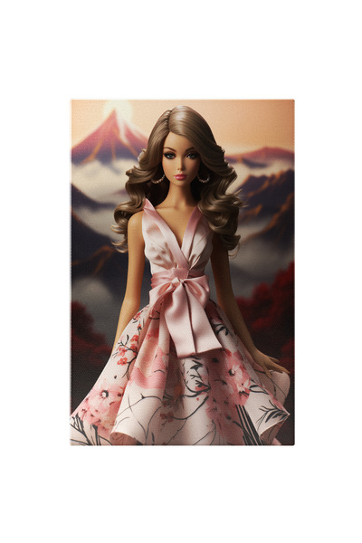 StoryGift Romania Tablou Canvas 60 x 40CM in rochie florala Frumusete, Blond,...