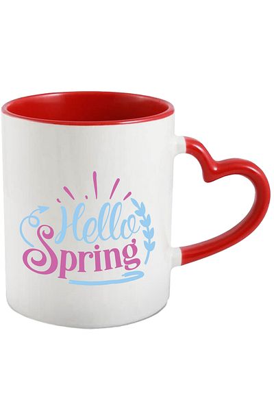 StoryGift Romania Mug with the text in English "Hello, spring" - good spring flowers nature with Handle, With, STG.