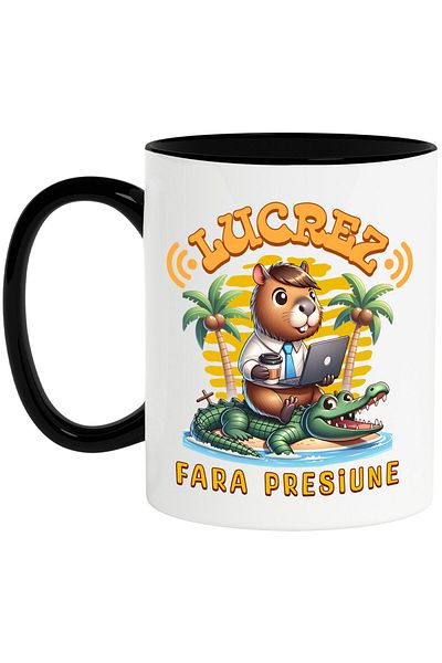 StoryGift Romania Funny Beaver Mug Suit With Laptop Tie, Crocodile Tropical Island Work Fro, With,STG.