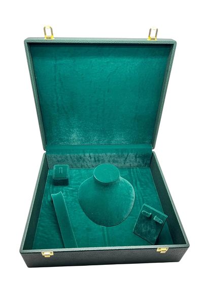 MeGass Dekor Leather Fabric Green Color 40/35/13 cm Jewelry Display Storage Box