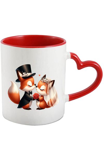 StoryGift Romania Mug with 2 squirrels at the wedding | illustration | marriage | costume | bride | son-in-law, With ,STG