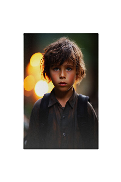 StoryGift Romania Tablou Canvas: Copil Cu Par Brunet Si Fata Fina Ochii Capru...