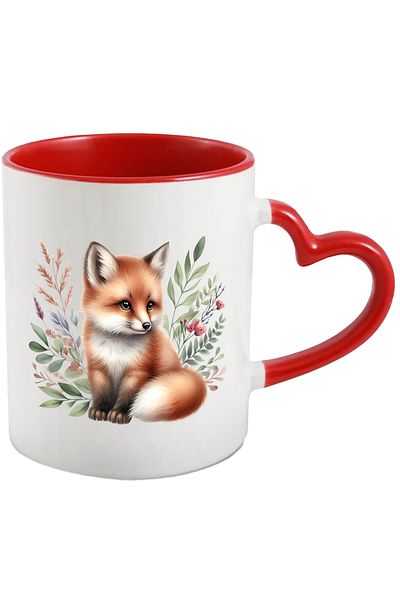 StoryGift Romania Mug with a shy fox cub | illustration | plants | flowers | nature | care | c, Cu,STG.