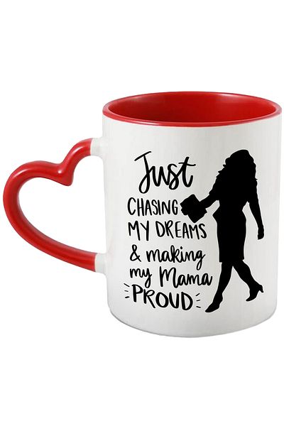 StoryGift Romania Mug with a woman's figure and the message "I'm just following my dreams and being a mom, With,STG.