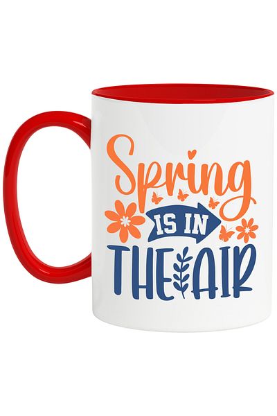 StoryGift Romania Cup with poppies and butterflies with the text in English "Spring is in the air" - pri, Cu,STG.
