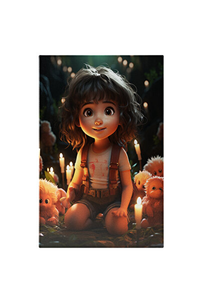 StoryGift Romania Tablou Canvas: O Fetita Mirata In Stil Pixar - Lumanari Apr...