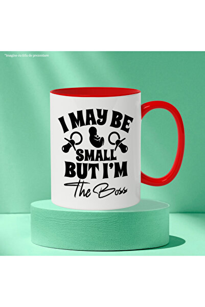StoryGift Romania Baby mug with the message "I may be small, but I'm the boss" with Man, Cu, STG.