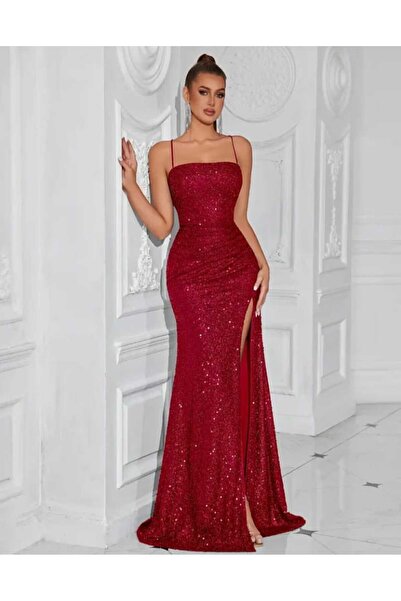 MODAS Sırt dekolteli  pulpayet abiye elbise