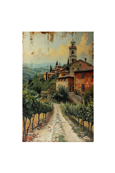 StoryGift Romania Tablou Canvas: Pictura Case Istorice Cu Un Drum Langa Care ...