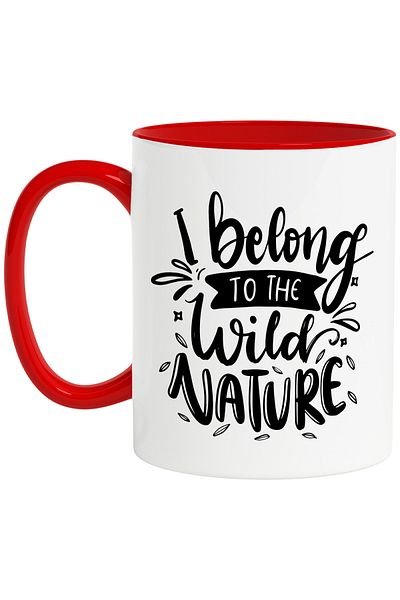 StoryGift Romania Mug for those who go out into the wild with a message in English with a Red Handle, Cu Ma,STG.