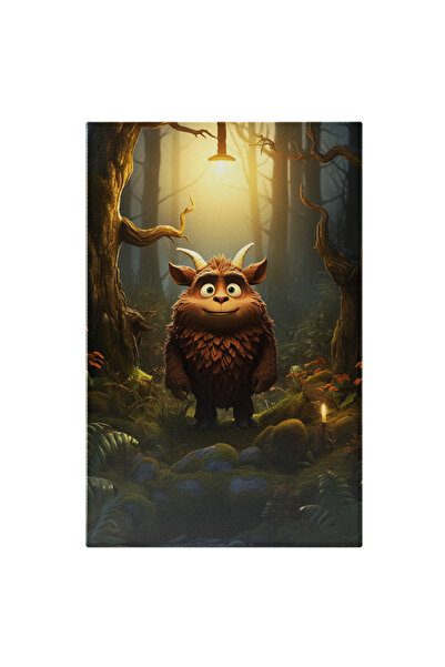 StoryGift Romania Tablou Canvas: Monstruleț Blănos Cu Coarne În Pădure- Perso...