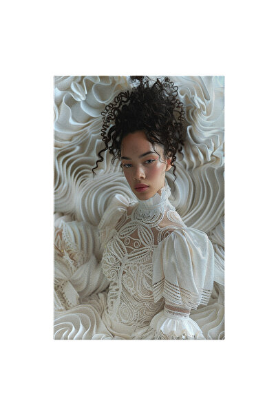 StoryGift Romania Tablou Canvas: Fata Cu Parul Prins Cret In Rochie Alba Intr...