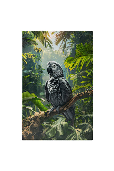 StoryGift Romania Tablou Canvas Papag Gri Antracit Pe Creanga Bătrână A Copac...