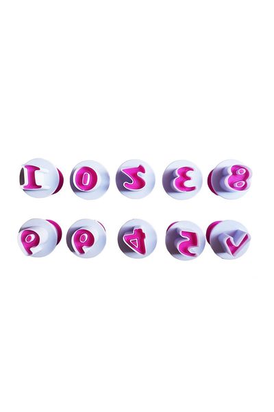 BV Set Of 10 Number Cutters With Ejector, For Confectionery And Pastry, Pink, 286cof