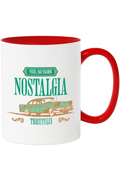 StoryGift Romania Mug nostalgia of the old but valuable past vintage car, 330ml, Ceramic with Ma, Cu, STG.