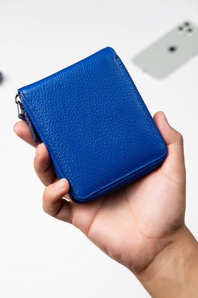 Niki Leather Πορτοφόλι Evo Sax Blue από γνήσιο δέρμα με φερμουάρ Unisex