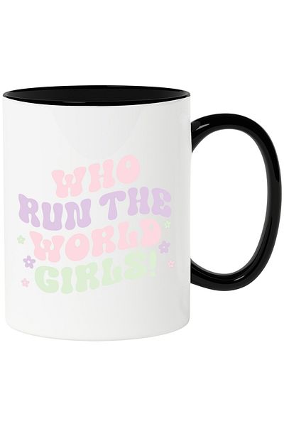 StoryGift Romania Popcorn Mug For Girls Who Think They Run The World With Black Handle, Left