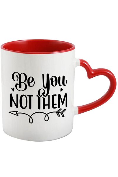StoryGift Romania Mug with heart and the text "Be you, not them" - be yourself with Heart Handle Ro, Cu, STG.