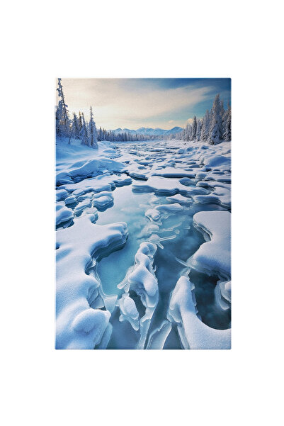 StoryGift Romania Tablou Canvas: Peisaj De Iarna - Padure Copaci Brazi Rau In...