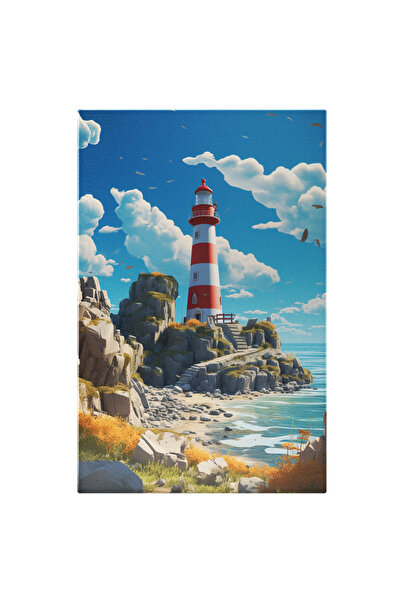 StoryGift Romania Tablou Canvas: Ilustrarea Unui Far Maritim Rosu-alb Situat ...