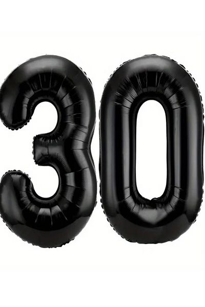 party mix Black Matte Number Foil Balloon 70 cm – Party & Birthday Ornament - Number Balloon