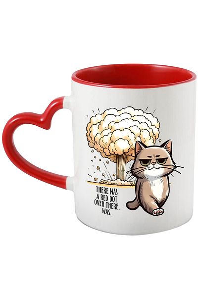 StoryGift Romania Mug with a kitten that caused an explosion with the message "There was a red dot ov, Cu,STG .