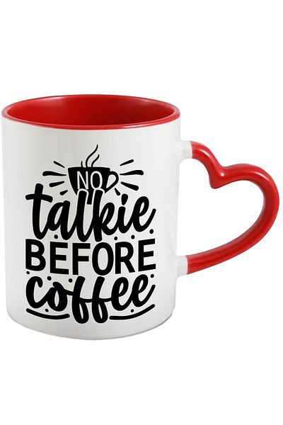 StoryGift Romania Mug with the text "No talkie before coffee" - no talk before coffee with Handle, With, STG.