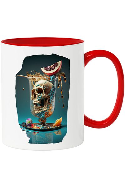 StoryGift Romania Skull Mug in Glass, Cocktail, Fruits, Flowers, Bar, Flavors, Ceramic, 330ml, with, with, STG.