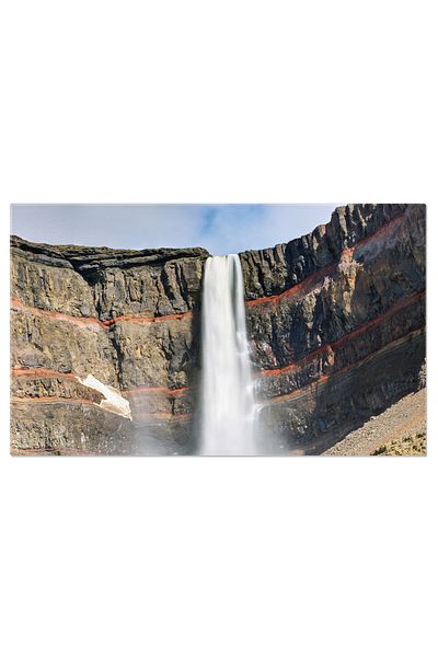 StoryGift Romania Tablou Canvas Cascada Hengifoss In Islanda, Natura, Apa, Turism, Peisaj, Cadere De Apa 4546