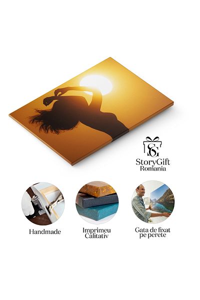 StoryGift Romania Tablou Canvas Profilul Unei Femei Tinere In Costum De Baie La Plaja, Profil, Silueta, Soare, Fe